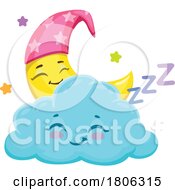 Cloud Mascot And Moon Sleeping