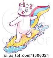 Poster, Art Print Of Unicorn Cat Surfing