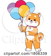 Shiba Inu Dog With Balloons by Vector Tradition SM