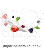 Poster, Art Print Of 3d Milk And Fruit Splash