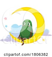 Avocado Mascot Sitting On A Crescent Moon