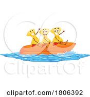 Farfalle Pasta Mascots On A Inflatable Banana Boat