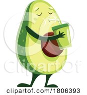 Avocado Mascot Drinking A Smoothie by Vector Tradition SM