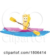Poster, Art Print Of Bucatini Pasta Mascot Kayaking