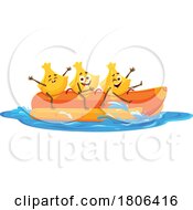 Fagottini Pasta Mascots On A Inflatable Banana Boat by Vector Tradition SM