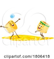 Poster, Art Print Of Ditalini Pasta Mascots Playing Beach Volleyball