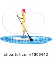 Poster, Art Print Of Noodle Pasta Mascot Paddleboarding