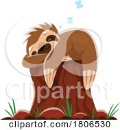 Sloth Sleeping On A Tree Stump by Vector Tradition SM