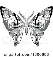 Poster, Art Print Of Black And White Mystic Celestial Moth