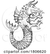 Poster, Art Print Of Sketched Heraldic Sea Dragon