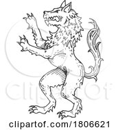 Poster, Art Print Of Sketched Heraldic Wolf
