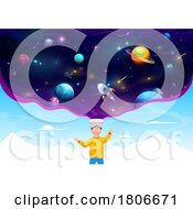 Poster, Art Print Of Boy Learning About Outer Space With Vr Goggles