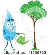Drop Mascot Watering A Tree by Vector Tradition SM