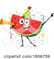 Partying Watermelon Fruit Mascot Character by Vector Tradition SM