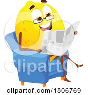 Poster, Art Print Of Lemon Fruit Mascot Character Reading The News