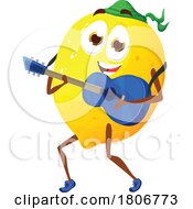 Poster, Art Print Of Lemon Fruit Mascot Character Playing A Guitar