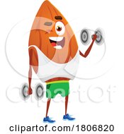 Poster, Art Print Of Almond Nut Food Mascot Working Out
