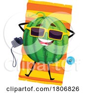 Sun Bathing Watermelon Fruit Mascot Character by Vector Tradition SM