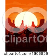 Mexican Mariachi Band In A Desert At Sunset by Vector Tradition SM