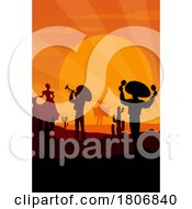 Mexican Mariachi Band In A Desert At Sunset by Vector Tradition SM