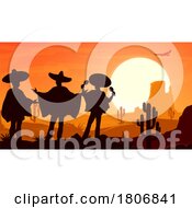 Mexican Mariachi Band In A Desert At Sunset