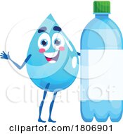Poster, Art Print Of Water Drop Mascot With A Bottle