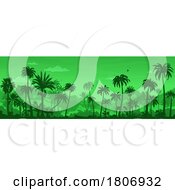 Poster, Art Print Of Green Mountain And Palm Tree Border