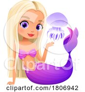 Poster, Art Print Of Blond Mermaid With A Jellyfish