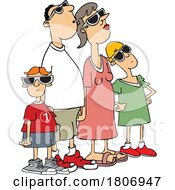 Cartoon Family Watching An Eclipse