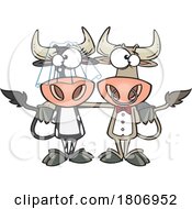 Licensed Clipart Cartoon Cow Wedding Couple by toonaday