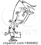 Poster, Art Print Of Black And White Clipart Cartoon Zombie Teacher With An Eyeball Hanging Out