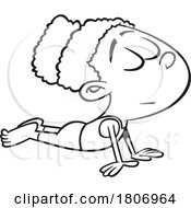Black And White Clipart Cartoon Girl Or Woman Doing Yoga by toonaday