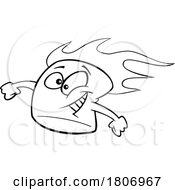 Black And White Clipart Cartoon Happy Flaming Marshmallow