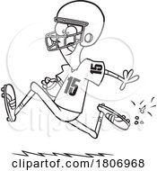 Black And White Clipart Cartoon Football Player Running by toonaday