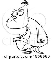 Poster, Art Print Of Black And White Clipart Cartoon Of A Grinch Carrying A Santa Hat