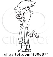 Black And White Clipart Cartoon Gesturing And Talking by toonaday