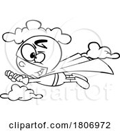 Black And White Clipart Cartoon Flying Letter G Super Hero