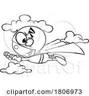 Poster, Art Print Of Black And White Clipart Cartoon Flying Letter R Super Hero