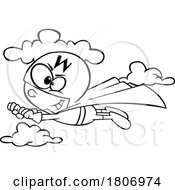 Poster, Art Print Of Black And White Clipart Cartoon Flying Color White Super Hero