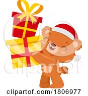 Poster, Art Print Of Cartoon Christmas Teddy Bear Carrying Gifts