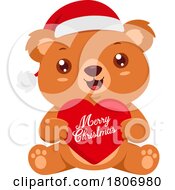 Poster, Art Print Of Cartoon Teddy Bear Holding A Merry Christmas Heart