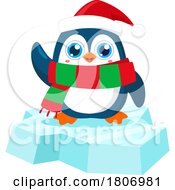 Poster, Art Print Of Cartoon Christmas Penguin On Ice