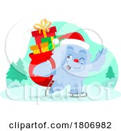 Cartoon Christmas Santa Yeti Ice Skating by Hit Toon