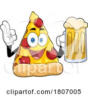 Poster, Art Print Of Cartoon Pizza Slice Mascot With A Beer