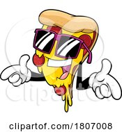 Cartoon Pizza Slice Mascot Wearing Sunglasses