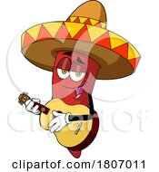 Poster, Art Print Of Cartoon Mexican Chili Pepper Mascot Playing A Guitar