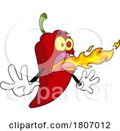 Cartoon Chili Pepper Mascot Breathing Fire