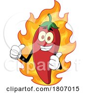 Cartoon Chili Pepper Mascot With Fire
