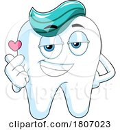 Poster, Art Print Of Cartoon Tooth Mascot With Paste Hair And A Heart
