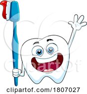 Cartoon Tooth Mascot With A Brush And Paste